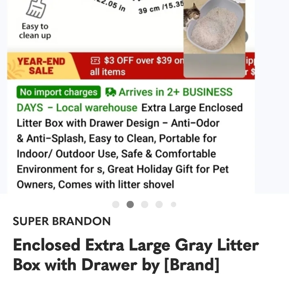 Enclosed Extra Large Gray Litter Box with Drawer